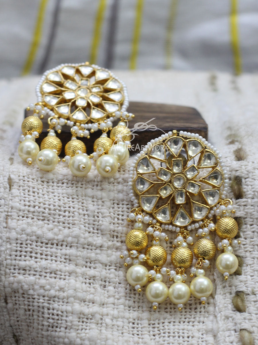 Gold Plated Handcrafted Brass Kundan Earrings at Rs 380/piece | Kundan  Earrings in Vadodara | ID: 26035472648